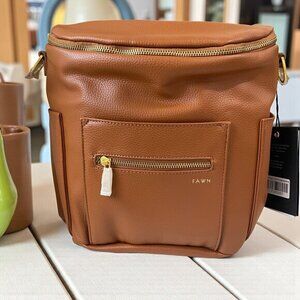 Fawn Design Mini Diaper Bag Backpack‎ Brown Vegan Leather Gold Hardware NWT